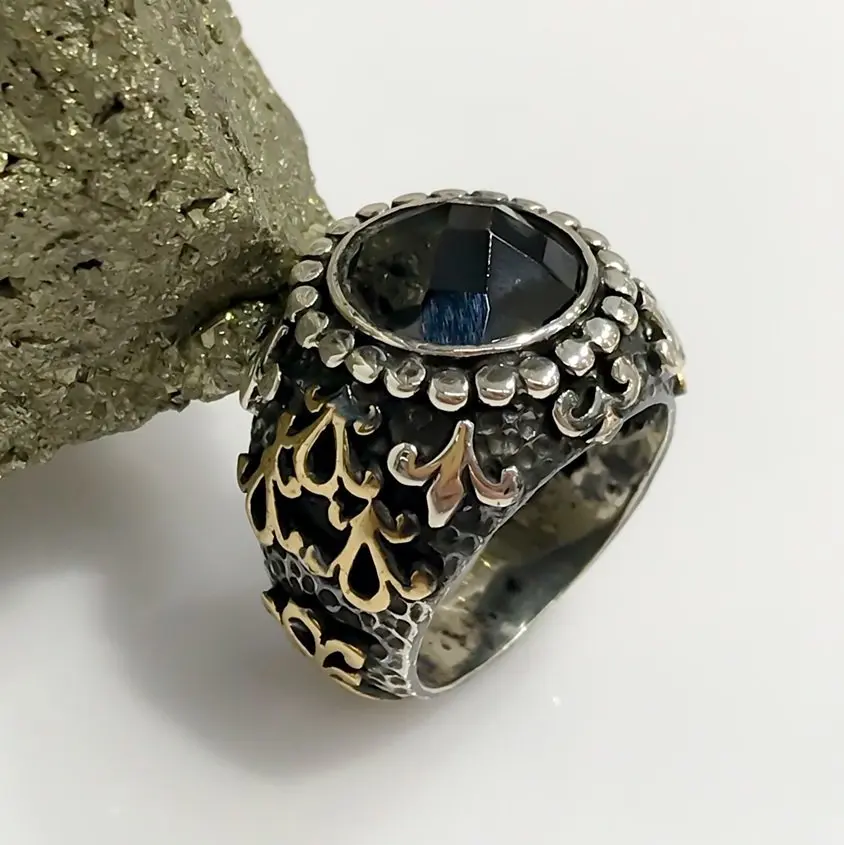 Оригинальный Оникс Ручной Работы специальный дизайн черное серебряное кольцо |