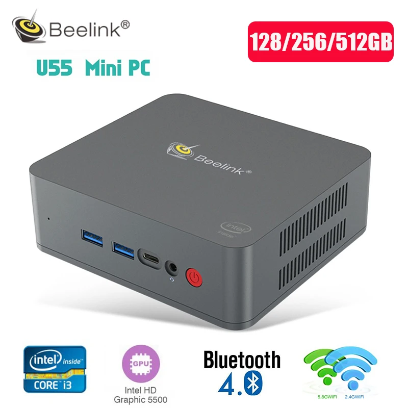 Beelink U55 Мини ПК Intel Core i3-5005U четырехъядерный процессор HD Graphic 5500 8 Гб RAM 2 4G/5 8G WiFi 1000