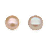 10pcs natural fresh water orange pearl half drilled beads semi hole round flat back aaa grade for diy jewelry earrings pendants