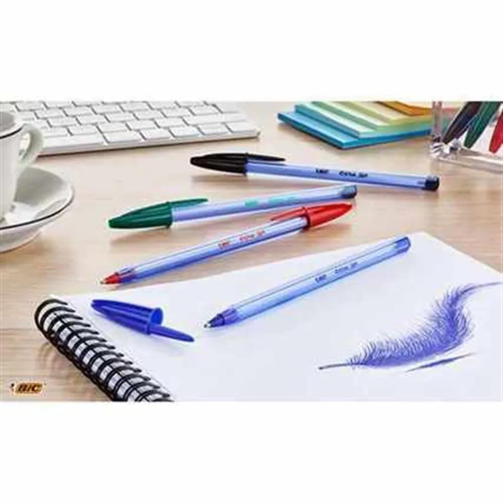 

50 PCs Bic Ballpoint Pen Blue Black Red Cristal Medium Pen Box Stationery School Office Supplies Students Easy Writing Free Ship