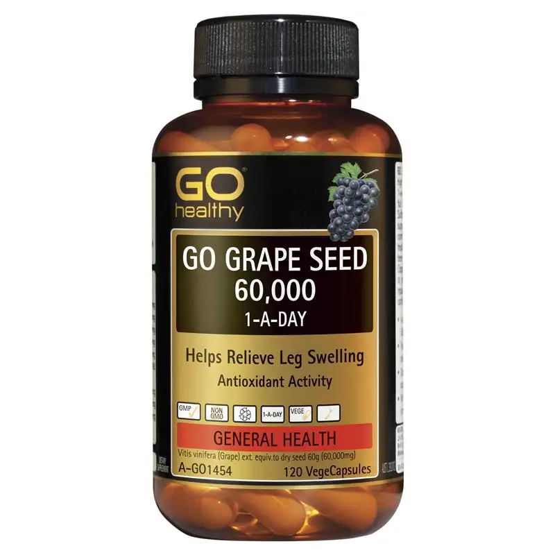 

Go Healthy 120Capsule Grape Seed Women Beauty 60000mg Collagen OPCs Antioxidant Vitamin C Skin Health Relieve Leg Veins Swelling