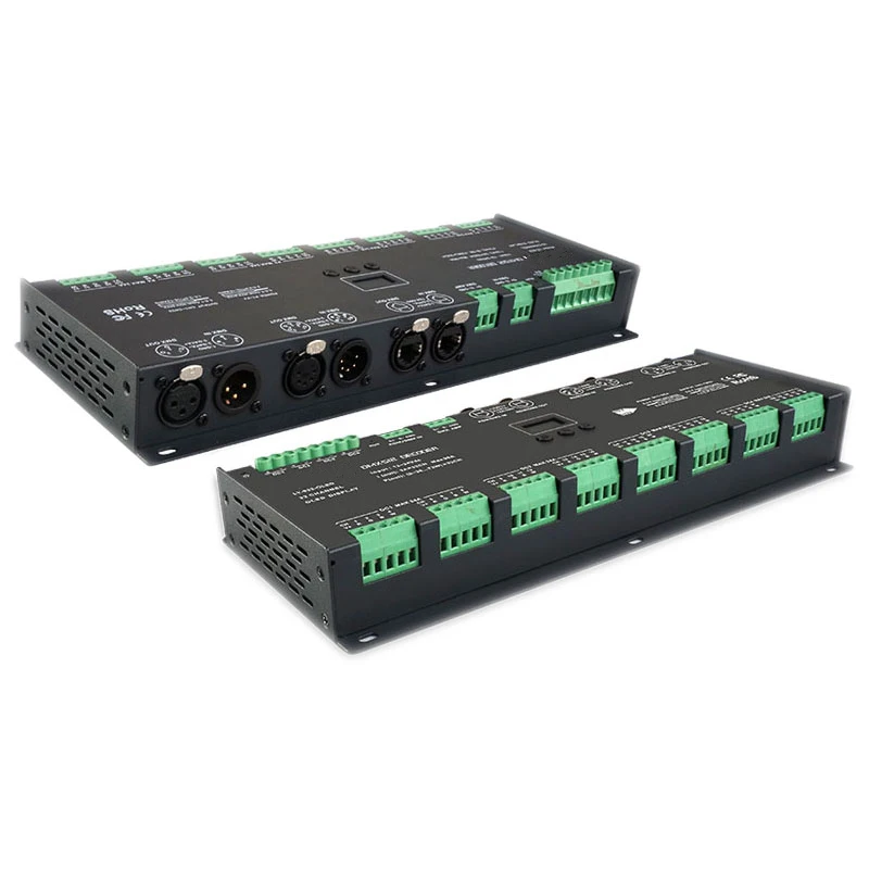 LTECH Led DMX512 Decoder Controller;24 Channel DMX DC12-24V;3A*24CH Max 72A output Led RGB Strip RGBW Ledstrip XLR-3/RJ45 Port