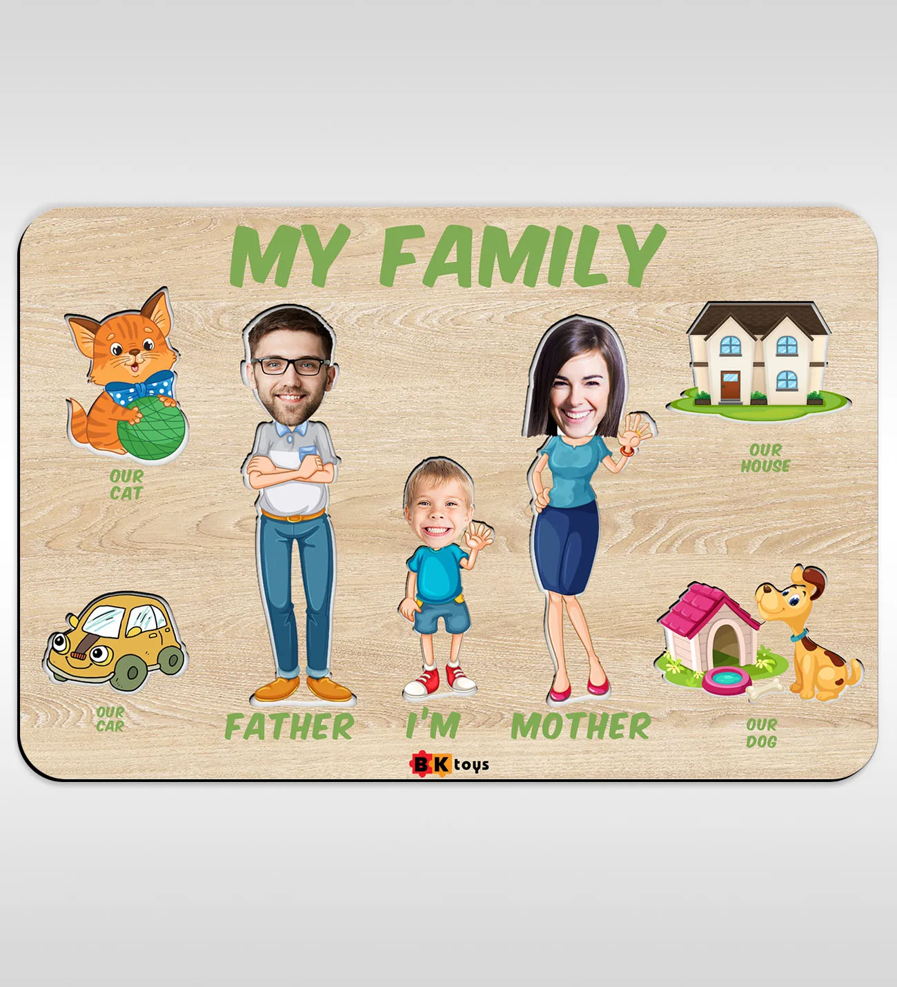 

Bk Toys Kids Educational Wooden Jigsaw Personalized Puzzle With My Family Concept Customized Children Learning Tool Gift Baby