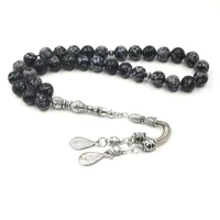 natural import obsidian mans tasbih rosary rare stone 33 muslim misbaha matel pendant islam prayer beads bracelet eid gift