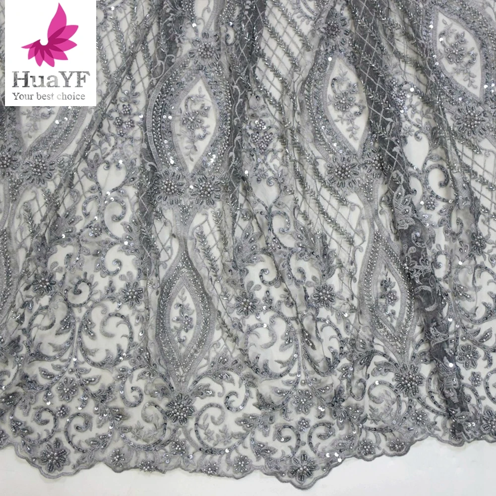 

1 ярд, лидер продаж, кружевная Тюлевая ткань, блестки, жемчуг с бусинами для коллекции HY1732