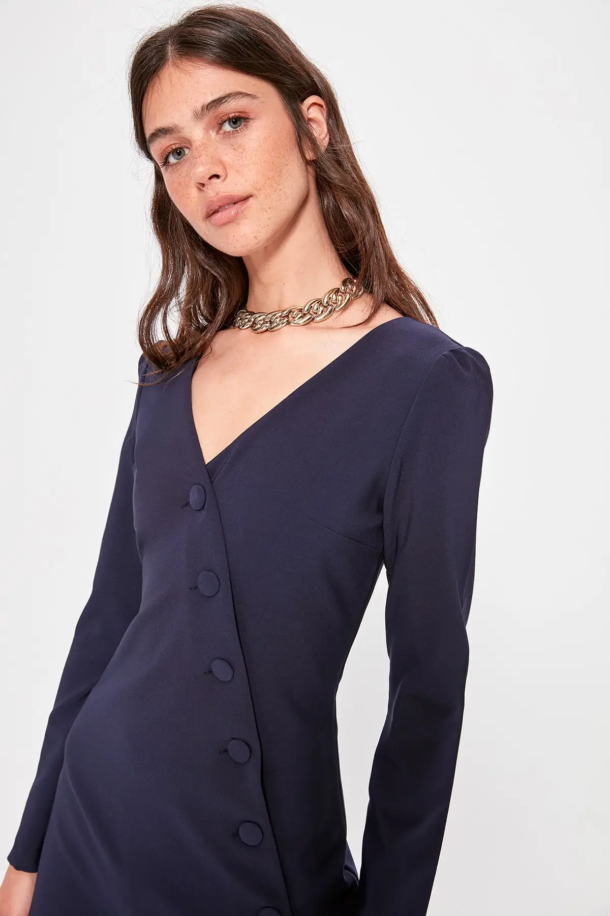 Темно-синее пальто Trendyol TOFAW19BB0076 | Женская одежда