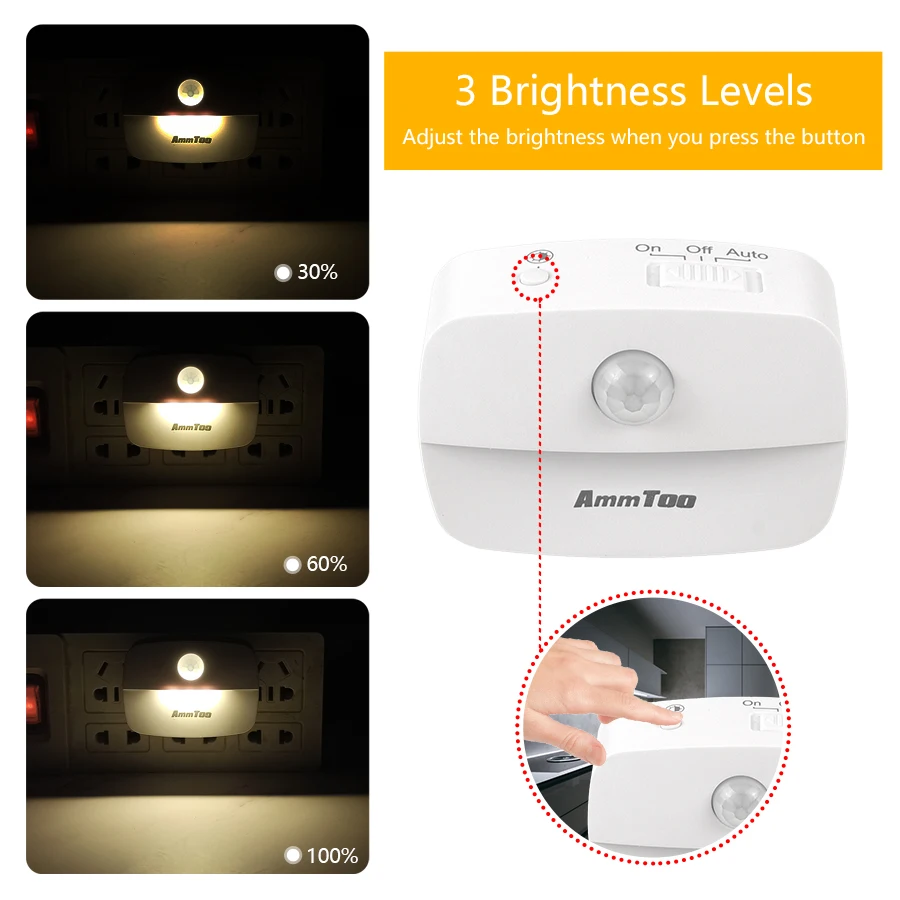 Светодиодный ночсветильник с датчиком движения европейская вилка 220 В