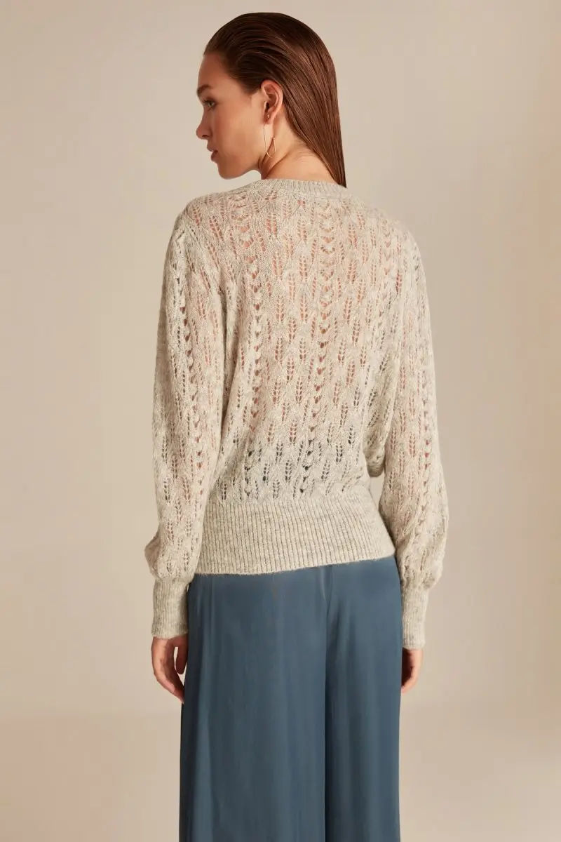 Женский серый джемпер с круглым вырезом и оборками Joinus Pointelle| |