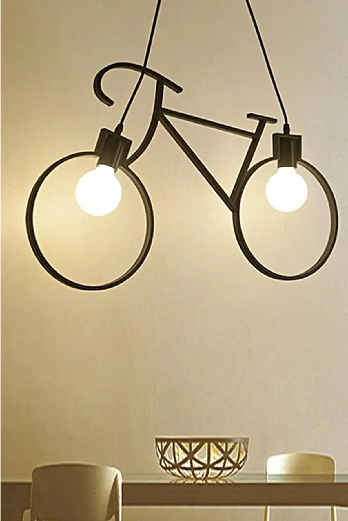 

Chandelier Lighting Bicycle Chandelier Black Metal Pendant Wrought Iron Retro Rustic Office Cafe Bar Hotel Modern Ceiling Lamp
