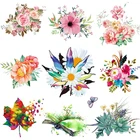 Цветные Цветочные нашивки на одежду, наклейки с помощью утюга, термотрансферы Vynil для глажки одежды, Мультяшные наклейки сделай сам