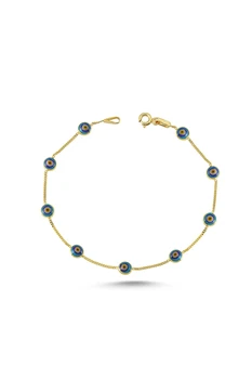 Gold Evil Eye Beaded Bracelet BTFN014 - Certified 14K Gold-A perfect gift for your Loved Ones