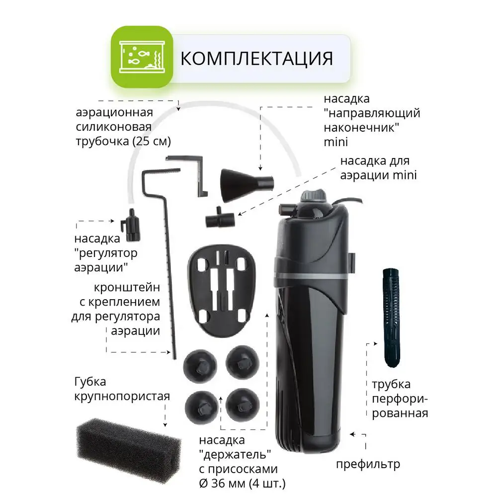 Фильтр AQUAEL FAN 2 plus для аквариума 100 - 150 л (450 л/ч 5.2 Вт) внутренний | Дом и сад