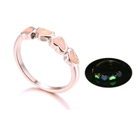 luminous four heart shape ring for women men creative glowing in dark fluorescent ring simple style fashion jewelry party gift
