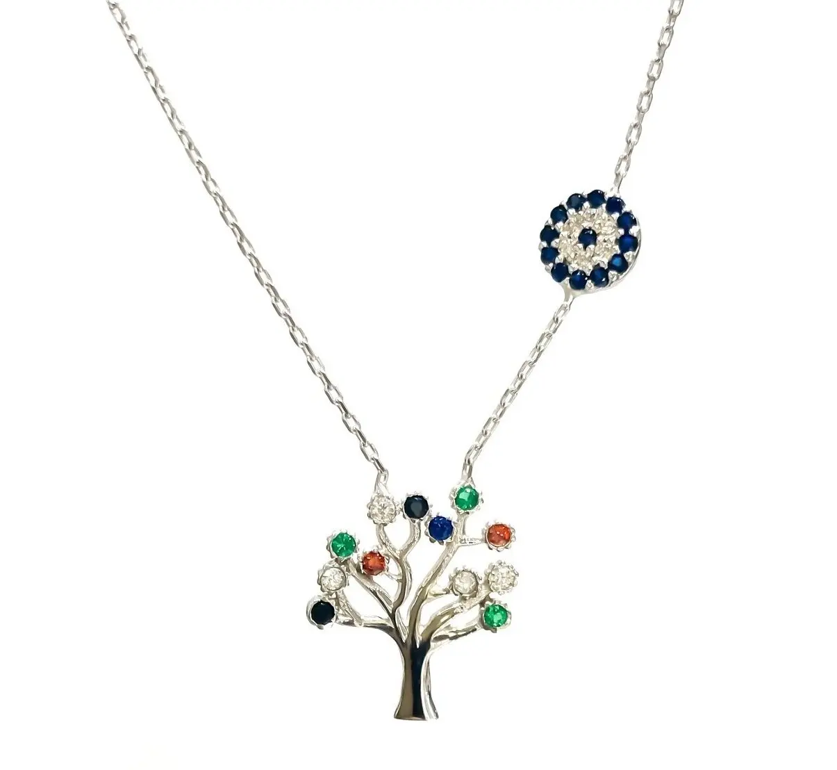 

Life Tree Colorful Stone The Genres Change silver necklace