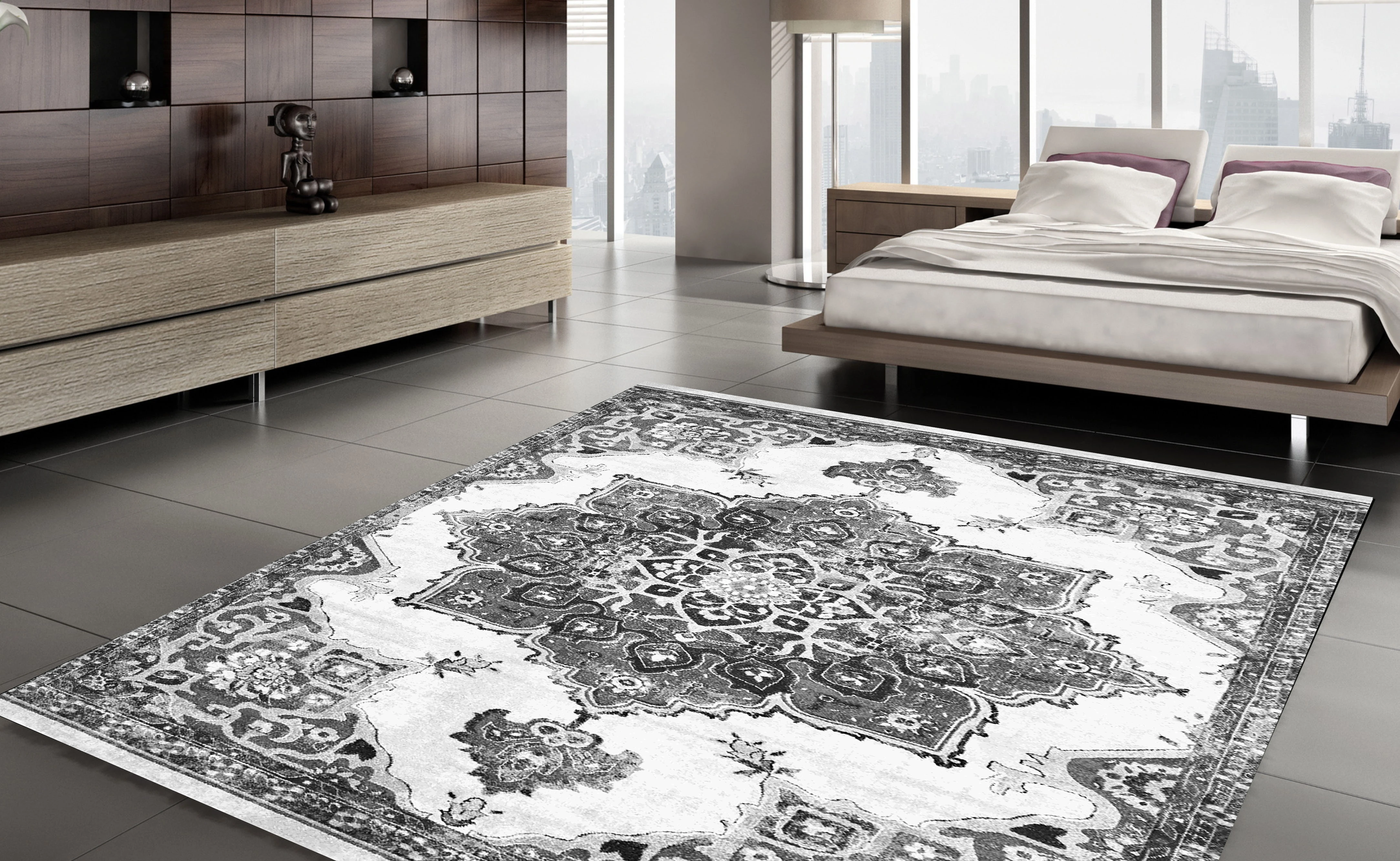 

Area Rug Fashion Carpet White Grey Modern Floor Soft Vintage Rugs Non-Slip Home Decor Thick Runner Durable Carpets Kilim