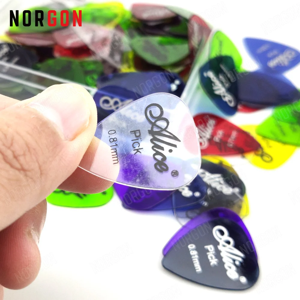 

100 pcs Alice PC Clear/Matte Clear Guitar Picks Standard Plectra Guitar Parts and Accessories 0.58/0.71/0.81mm Heart Shape
