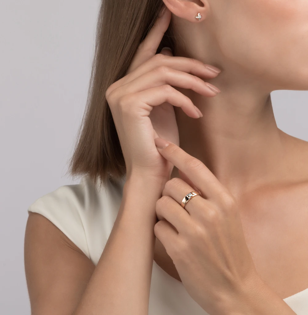 Золотое кольцо с бриллиантами SUNLIGHT проба 585 | Украшения и аксессуары