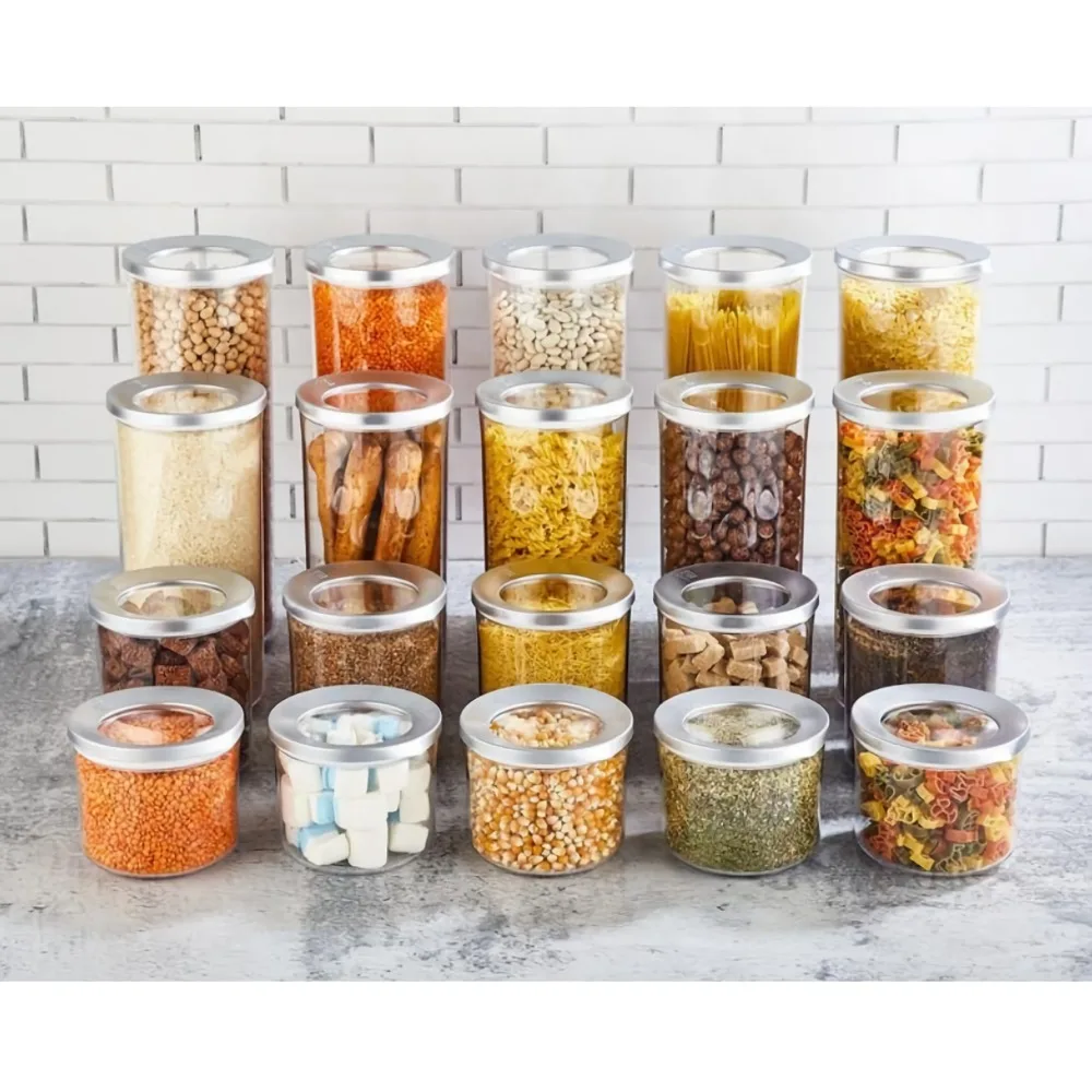 

Food Storage Box Round Plastic Household Kitchen Storage Tea Coffee Sugar Salt Oatmeal Refrigerator Noodle Eco-Friendly