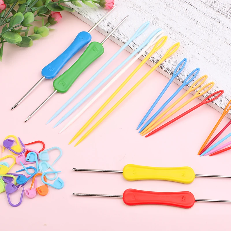 

Nonvor 54 Pcs /Set Double-ended Crochet Crochet Locking Stitch Markers Plastic Needles for Crochet Lover Knitting Mixed Color