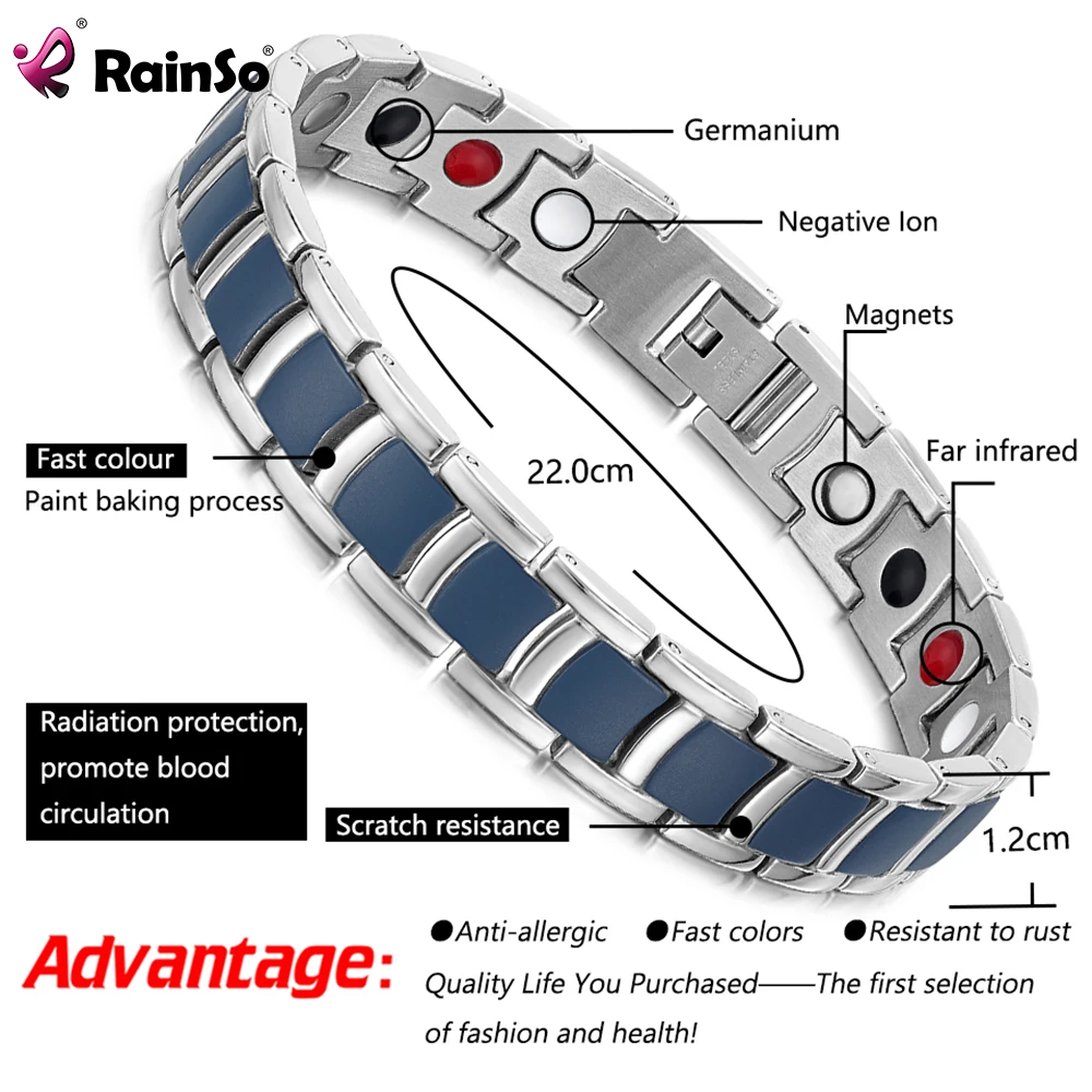Stainless Steel Bracelet For Women Men Paint Baking Blue Homme Health Care Magnetic Bracelet Viking Gifts For Unisex Rainso