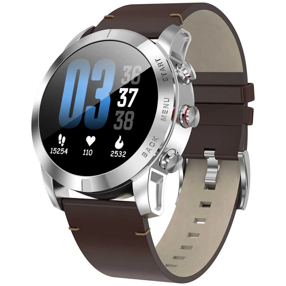 Часы CARCAM SMART WATCH S10 SILVER Коричневая кожа|Смарт-часы| |