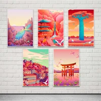 printed japan attractions scenery canvas painting wall art aesthetic pictures home decor for living room modular poster frame