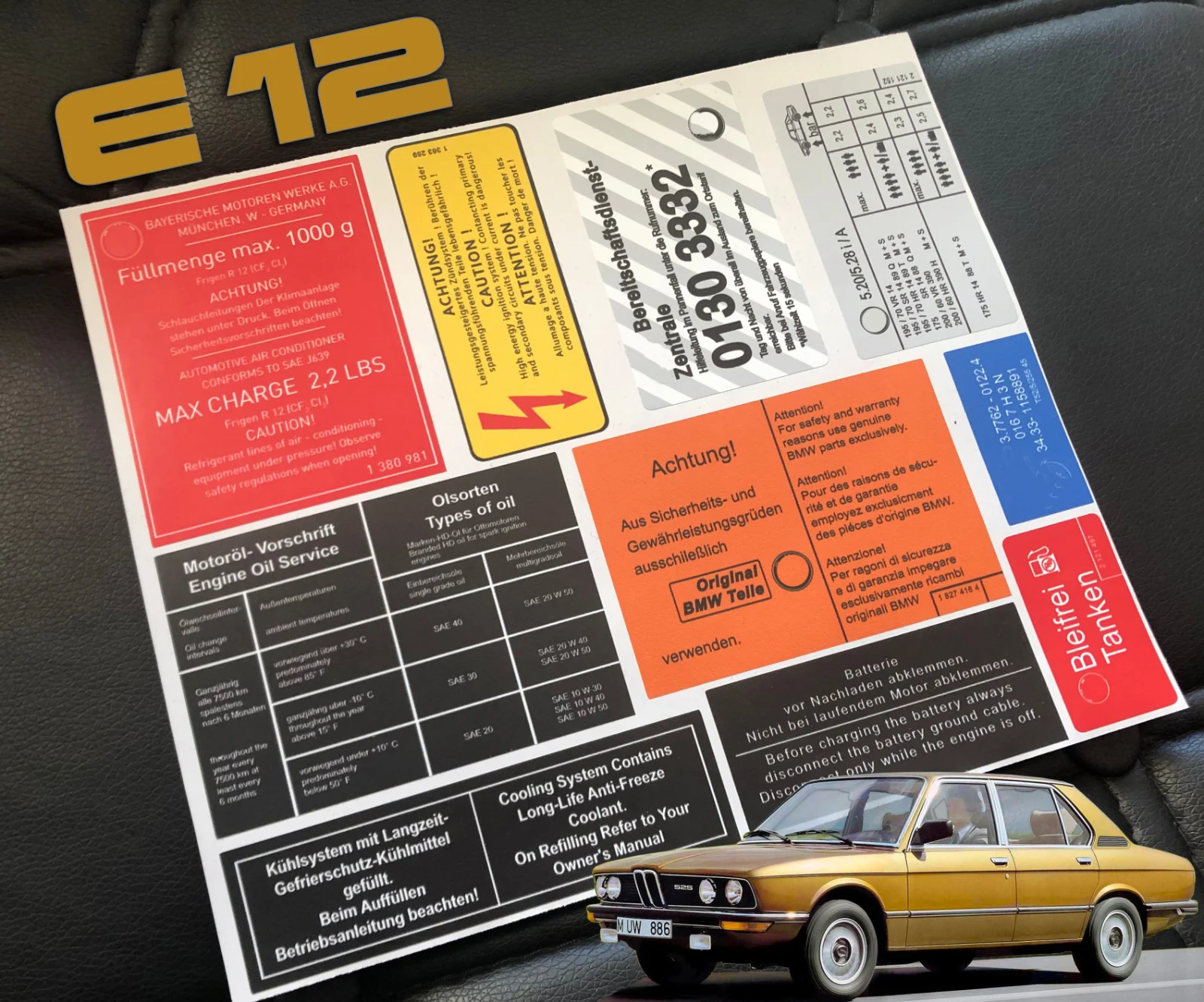 E12 наклейка Стикеры этикетка передная Эмблема для 520 525 528 530 540 520i 525i 528i 530i 540i