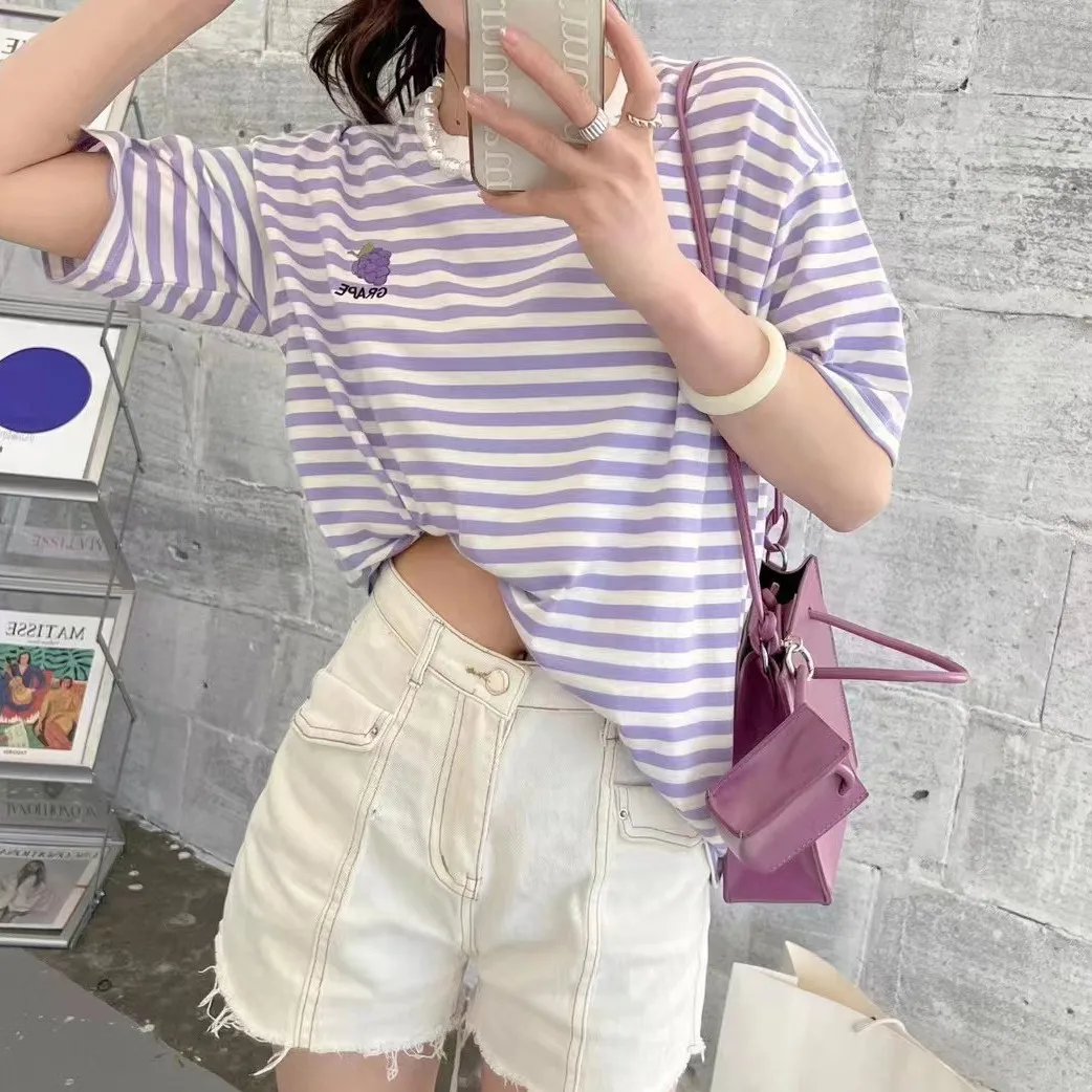 

Женская хлопковая футболка с коротким рукавом, с принтом фруктов