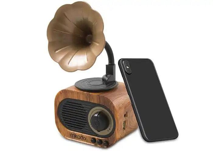 

Gramafon mzik kutusu Bluetooth/USB/AUX/TF Card retro vintage tanabilir k tasarm kaliteli dekoratif wood color