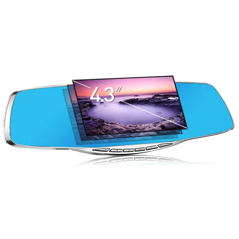 

4.3 inch Dual Camera Video Recorder 1080P Car Dash Cam 170 Degree View Angle Rearview Mirror DVR Recorder Camera Auto Registrar