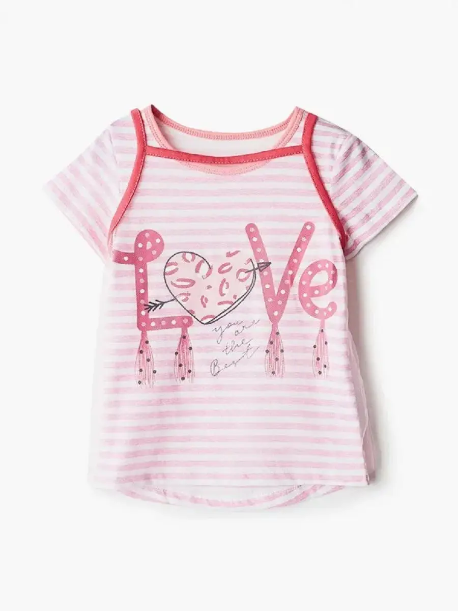 Футболка д/девочки Love + Топ сетка Супрем пенье 150 гр./кв.м. набивн | Мать и ребенок