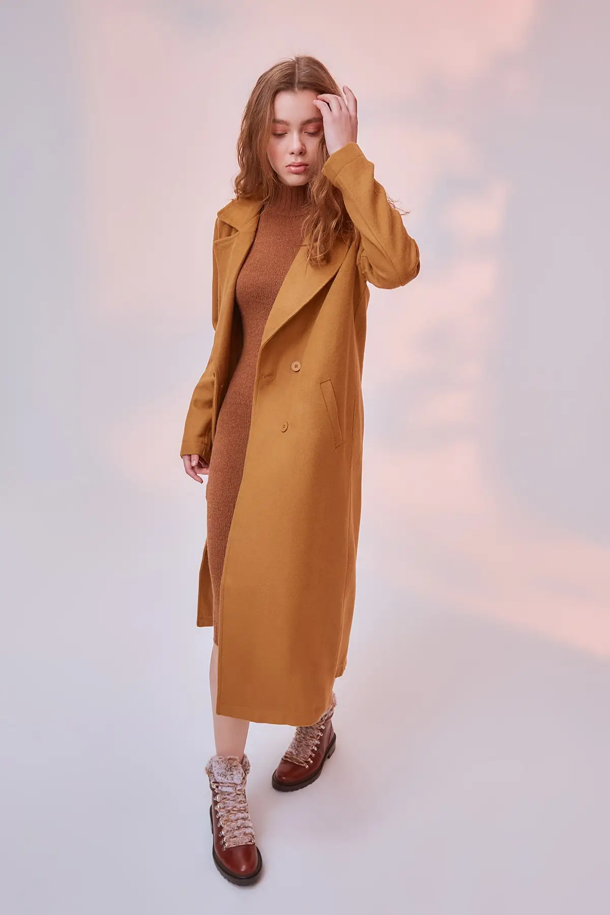 Трендовое шерстяное пальто на пуговицах TWOAW20KB0169|Женские куртки| |