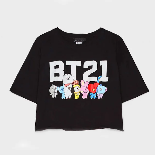 Футболка BTS BT21 кроп | Женская одежда