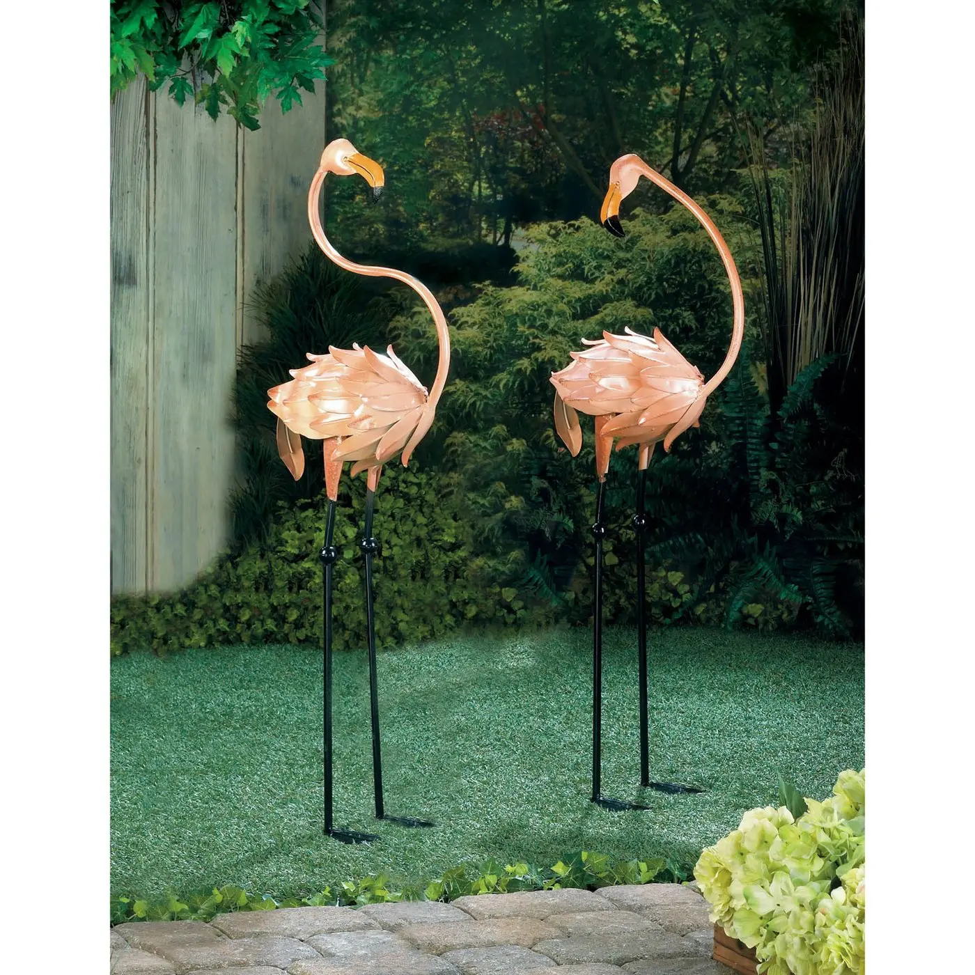 

Accent Plus Flirty Flamingo Pair Lawn Decorations Flamboyant Flamingo Garden Stakes Statue Made Of Durable Wrought Iron