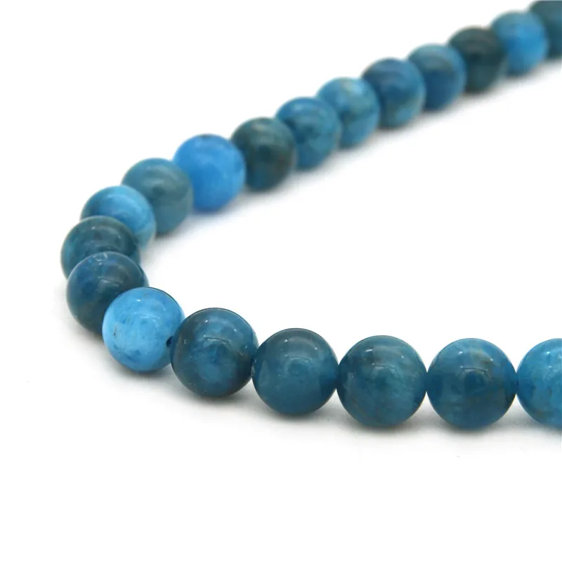 Apatite Round Shape Loose  Beads Strand 8mm Real Smooth Natural Stone Material  For DIY Making Jewelry Bracelet Earrings Craft