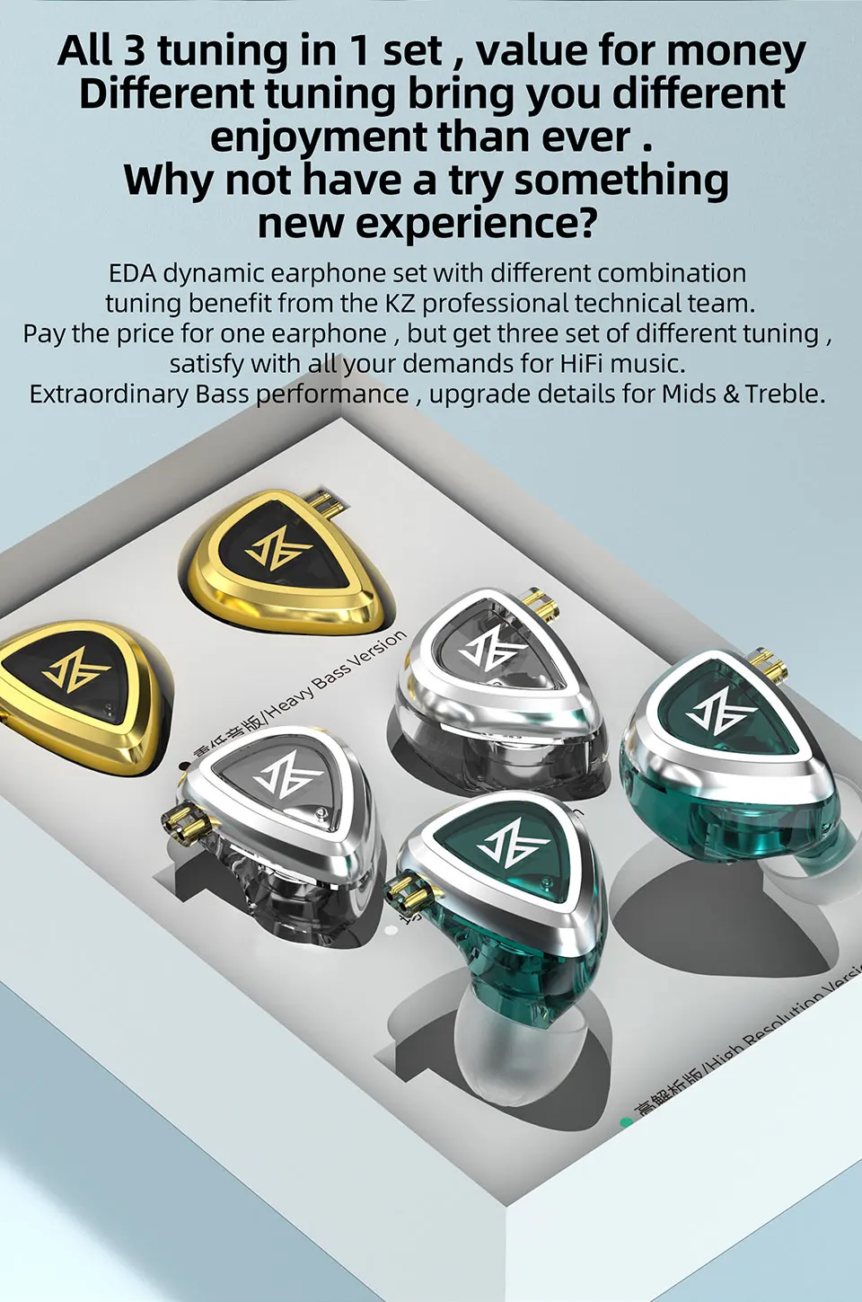 Наушники KZ EDA с шумоподавлением наушники-вкладыши 3 звуковыми режимами проводные