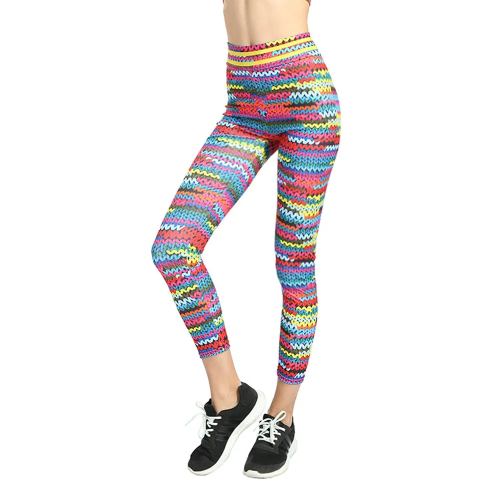 

Four Needle Six Thread Print Yoga Pants Women Leggings for Gym fitness Push Up Sport Pants Women Clothing