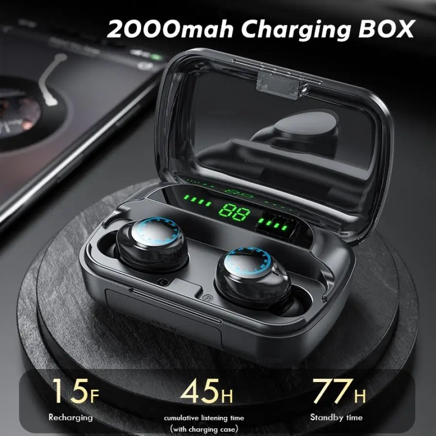 Беспроводные наушники TWS Bluetooth 5 0 2000 мАч спортивные Игровые для ПК Hi-Fi