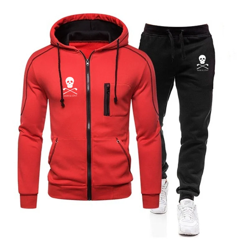 

2021 spring and autumn new 2-piece men's sweater jacket casual zipper sweatshirt + sports pants running fitness clothes men suit