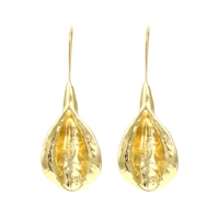 za new vintage long gold color metal leaf earrings fashion alloy leaves dangle earrings for women jewelry accessories