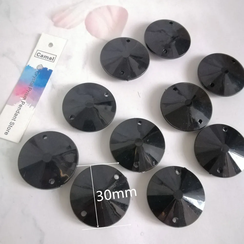 Camal 20pcs Black 30mm Acrylic Sunflower Round Loose Beads 2 Holes Prisms Chandelier Lamp Parts Accessories Wedding Centerpiece images - 6