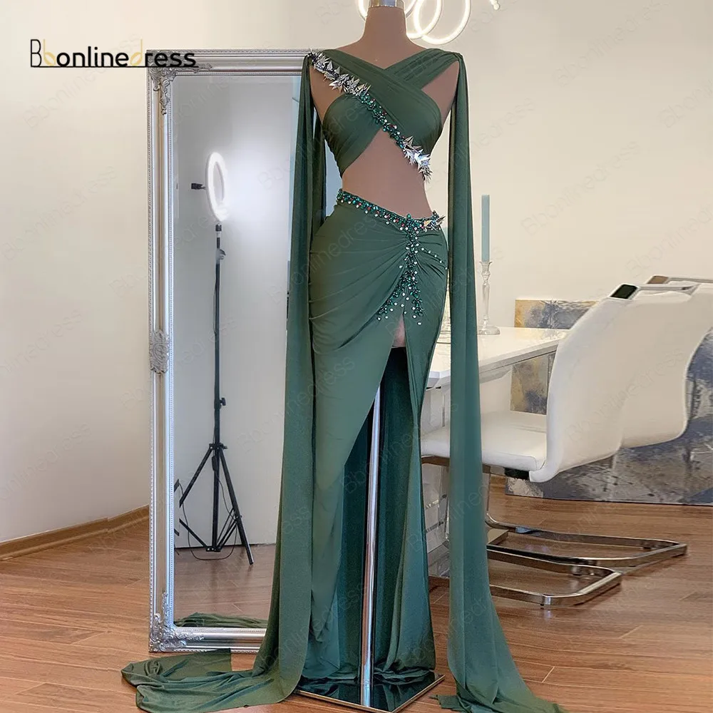 

Женское вечернее платье abendkleider, расшитое бисером, с высоким разрезом, 2020