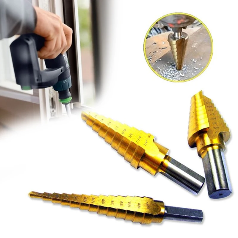 Набор металлических конусных сверл 3шт. Сверло с титаническим покрытием 4 12/20/32