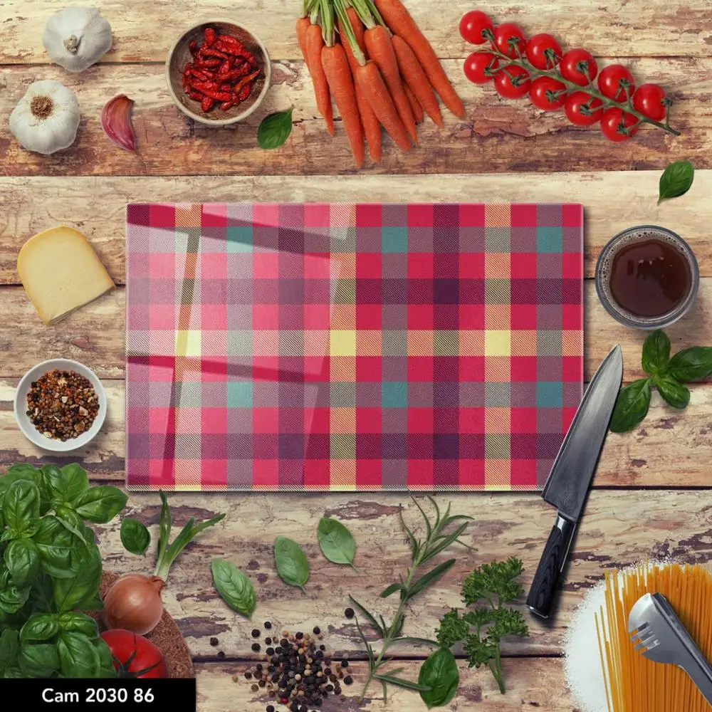 

DTMEXPRESS Temperred Glass Decorative Kitchen Cutting Board Easy Clean Healthy Food Fruit Chopping Board Presentation Board