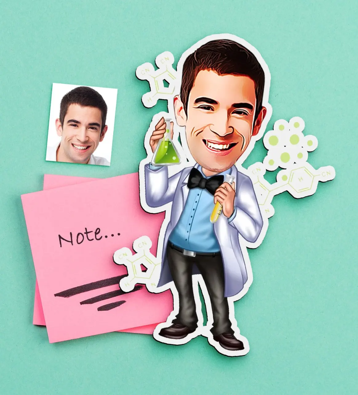 

Персонализированные г-н химик инженер карикатура деревянного магнита-2