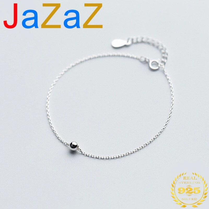 

A00119 Jazaz 100% 925 Sterling Silver Minimalist Gloss Bead Chain Bracelet for Women Femme Fashion Teen Gift Jewelry Accessory