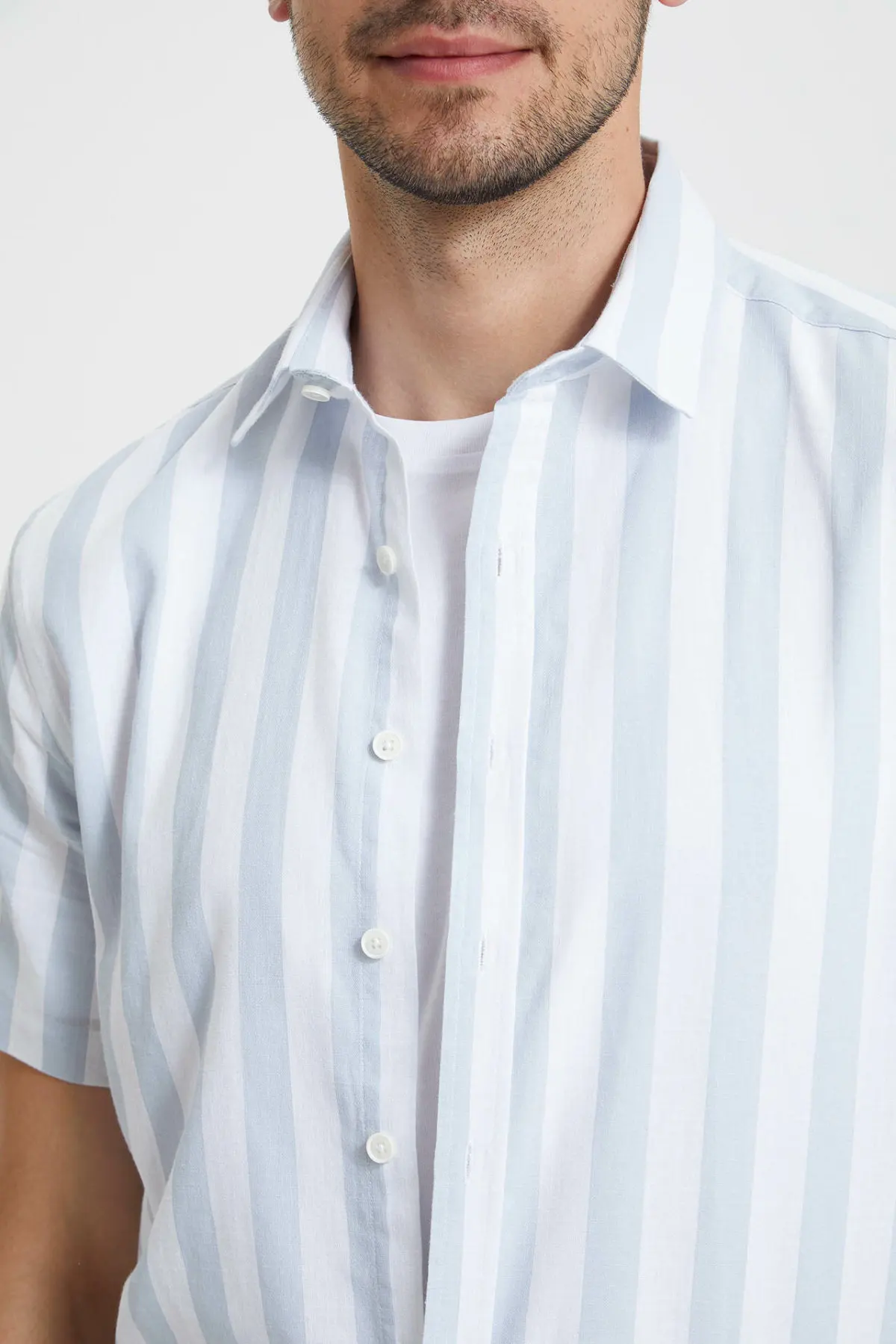 Мужская хлопковая рубашка DeFacto Простой повседневный светильник в полоску с