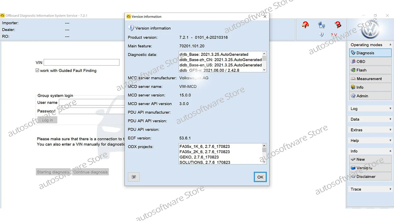 Бортовая диагностическая информационная система Odis Service 7.2.1| |