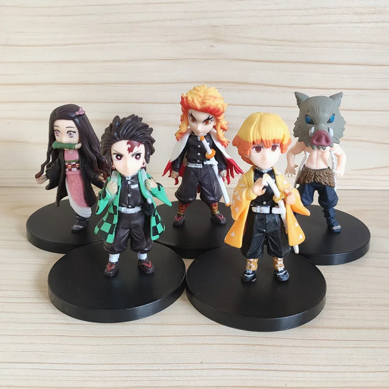 

5PCS/SET Anime Demon Slayer Cartoon Q Version Character Toys Kamado Tanjirou Nezuko Model Car Desk Decoration Gift A20