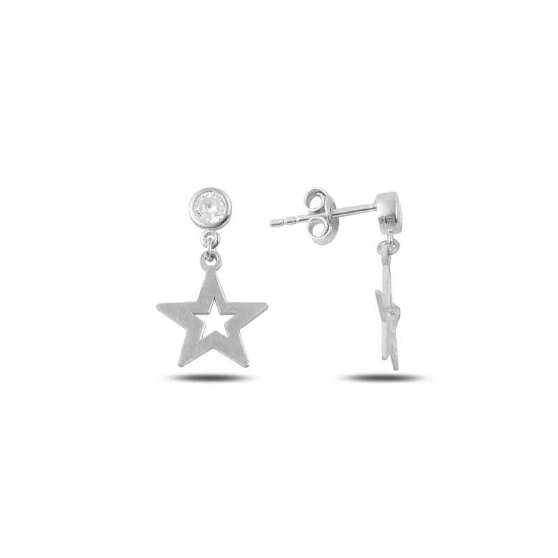 

Silver 925 Sterling Zircon Cubic Zirconia Dangle Star Earrings